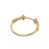 Clover Round Diamond Wedding Band / 14K Gold Milgrain Round Diamond Ring / Prong Set Diamond Wedding Band