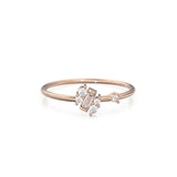 Baguette Cut Diamond Wedding Band / 14k Gold Round and Baguette Women's Wedding Cluster Ring Available in Rose Gold White Gold