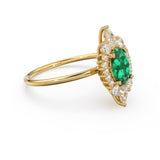 Oval Emerald Halo Ring in 14k Gold / Emerald Halo Engagement Ring / May Birthstone Ring / Natural Emerald Ballerina Ring