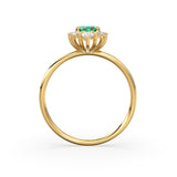 Oval Emerald Halo Ring in 14k Gold / Emerald Halo Engagement Ring / May Birthstone Ring / Natural Emerald Ballerina Ring