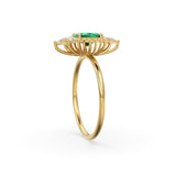 Oval Emerald Halo Ring in 14k Gold / Emerald Halo Engagement Ring / May Birthstone Ring / Natural Emerald Ballerina Ring