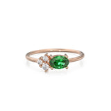 Oval Emerald Halo Ring in 14k Gold / Emerald Halo Engagement Ring / May Birthstone Ring / Natural Emerald Ballerina Ring