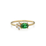 Oval Emerald Halo Ring in 14k Gold / Emerald Halo Engagement Ring / May Birthstone Ring / Natural Emerald Ballerina Ring