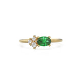 Oval Emerald Halo Ring in 14k Gold / Emerald Halo Engagement Ring / May Birthstone Ring / Natural Emerald Ballerina Ring
