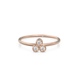 14k Gold Bezel Setting Diamond Ring / Dainty Diamond Ring / Thin Diamond Ring / Gold Diamond Ring / Three Stone Ring / Simple Diamond Ring