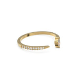 Stackable Ring / 14k Gold Pave Diamond Open Cuff Claw Diamond Ring / Minimal Dainty Stacking Diamond Ring
