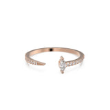Stackable Ring / 14k Gold Pave Diamond Open Cuff Claw Diamond Ring / Minimal Dainty Stacking Diamond Ring