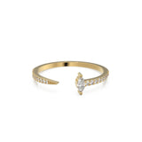 Stackable Ring / 14k Gold Pave Diamond Open Cuff Claw Diamond Ring / Minimal Dainty Stacking Diamond Ring