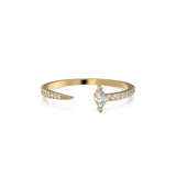 Stackable Ring / 14k Gold Pave Diamond Open Cuff Claw Diamond Ring / Minimal Dainty Stacking Diamond Ring