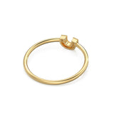 14k Horseshoe Ring with Round Cut White Diamonds / Handmade Stackable Good Luck Round Diamond Ring/ Graduation Gift