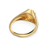 14k Gold Diamond Signet Ring / Micro Pave Diamond Pinky Ring in 14k Gold / Gold Ring / Pave Pinky Disc Ring / Gift for Mom, Birthday Gift