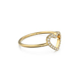 Diamond Heart Ring / Heart Shaped 14k Gold Diamond Women's Wedding Ring / Love Gold Ring / Heart Cute Gold Ring