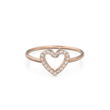 Diamond Heart Ring / Heart Shaped 14k Gold Diamond Women's Wedding Ring / Love Gold Ring / Heart Cute Gold Ring