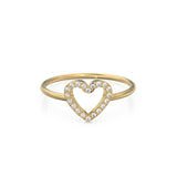 Diamond Heart Ring / Heart Shaped 14k Gold Diamond Women's Wedding Ring / Love Gold Ring / Heart Cute Gold Ring