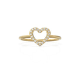 Diamond Heart Ring / Heart Shaped 14k Gold Diamond Women's Wedding Ring / Love Gold Ring / Heart Cute Gold Ring