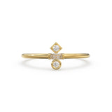 Baguette Diamond Ring / 14k Gold Baguette and Round Cut Diamond Ring / Minimalist Baguette Ring / Dainty Mix Diamond Ring