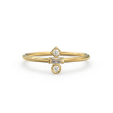 Baguette Diamond Ring / 14k Gold Baguette and Round Cut Diamond Ring / Minimalist Baguette Ring / Dainty Mix Diamond Ring