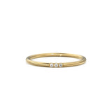 Three Stone Diamond in 14k Gold / Brilliant Diamond Ring / Gold Band White Diamond Ring / Trio Diamond Ring