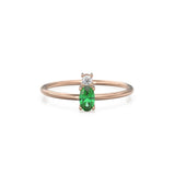 Emerald Ring / Emerald Engagement Ring in 14k Gold / Oval Cut Natural 2 Stone Emerald Diamond Ring / May Birthstone / Promise Ring
