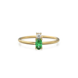Emerald Ring / Emerald Engagement Ring in 14k Gold / Oval Cut Natural 2 Stone Emerald Diamond Ring / May Birthstone / Promise Ring