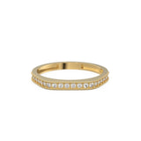 14k Solid Gold Half Eternity Natural Diamond Milgrain Bead Micro Pave Ring / Artdeco Style Half Eternity Ring