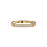 14k Solid Gold Half Eternity Natural Diamond Milgrain Bead Micro Pave Ring / Artdeco Style Half Eternity Ring