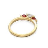 14k Gold Diamond Engagement Ring / 5.00mm Round Diamond Ruby Ring / Unique Natural Ruby and Diamond Ring / July Birthstone Gift