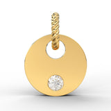 10mm Round Diamond 14k Solid Gold Charm Pendant, Diamond Pendant, Diamond Charm, Solid Gold Finding