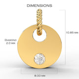 10mm Round Diamond 14k Solid Gold Charm Pendant, Diamond Pendant, Diamond Charm, Solid Gold Finding