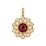 14k 18k Brilliant Round Ruby & Genuine Diamond Solid Gold Charm Pendant
