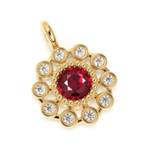 14k 18k Brilliant Round Ruby & Genuine Diamond Solid Gold Charm Pendant
