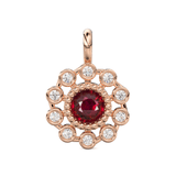 14k 18k Brilliant Round Ruby & Genuine Diamond Solid Gold Charm Pendant