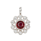 14k 18k Brilliant Round Ruby & Genuine Diamond Solid Gold Charm Pendant