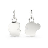 14k 18k Couple Face Cutout Solid Gold and Diamonds Charm Pendant / Diamond Face Pendant / 13mm