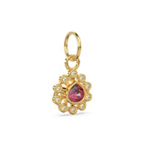 14k 18k Solid Gold Brilliant Heart Rhodolite Garnet & Genuine Diamond Solid Gold Charm Pendant / Garnet Pendant / Garnet Charm