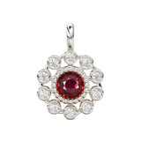 Brilliant Round Ruby & Genuine Diamond Solid Gold Charm Pendant / 14k 18k Solid Gold Ruby Pendant / Ruby Charm