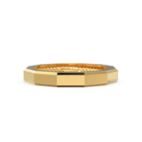 14k Solid Gold Geometric Designer Ring - Stackable Ring - Rope Inlay Narrow Band - Minimal Jewelry