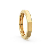 14k Solid Gold Geometric Designer Ring - Stackable Ring - Rope Inlay Narrow Band - Minimal Jewelry
