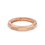 14k Solid Gold Geometric Designer Ring - Stackable Ring - Rope Inlay Narrow Band - Minimal Jewelry