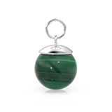 14k Solid Gold Round Ball Gemstone Charm / Natural Larimar Malachite Labradorite Pearl Opal Pendant / Yellow Gold Jewelry Making Finding