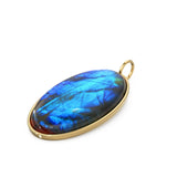 14k Yellow Gold Eye of the Peacock Labradorite Colette Pendant / Natural Blue Gemstone Handmade Gold Charm / 14k Yellow Gold Jewelry Finding