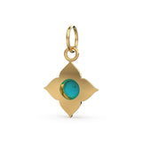 14k Yellow Solid Gold Fire Australian Opal Charm Pendant Bezel Jewelry Finding / Antique Tribal Style