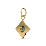 14k Yellow Solid Gold Fire Australian Opal Charm Pendant Bezel Jewelry Finding / Antique Tribal Style