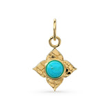 14k Yellow Solid Gold Fire Australian Opal Charm Pendant Bezel Jewelry Finding / Antique Tribal Style