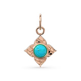 14k Yellow Solid Gold Fire Australian Opal Charm Pendant Bezel Jewelry Finding / Antique Tribal Style