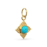 14k Yellow Solid Gold Fire Australian Opal Charm Pendant Bezel Jewelry Finding / Antique Tribal Style