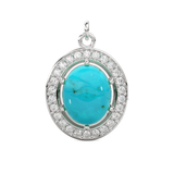 18k Brilliant Round Diamond & Turquoise Solid Gold Pendant / Turquoise Pendant / Turquoise Diamond Pendant / Diamond Pendant