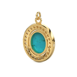 18k Brilliant Round Diamond & Turquoise Solid Gold Pendant / Turquoise Pendant / Turquoise Diamond Pendant / Diamond Pendant