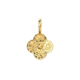 18k Solid Yellow Gold Fancy Textured Flower Charms Pendant Findings (5 pieces)