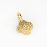 18k Solid Yellow Gold Fancy Textured Flower Charms Pendant Findings 5 pieces